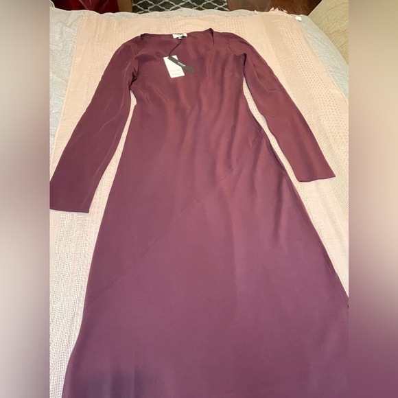 NWT Florence Long-Sleeve Washed Silk-Blend MIDI Dress Size XS by Who What Wear - Picture 7 of 10